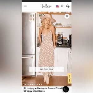 Lulus Picturesque Moments Brown Floral Print Strappy Maxi Dress